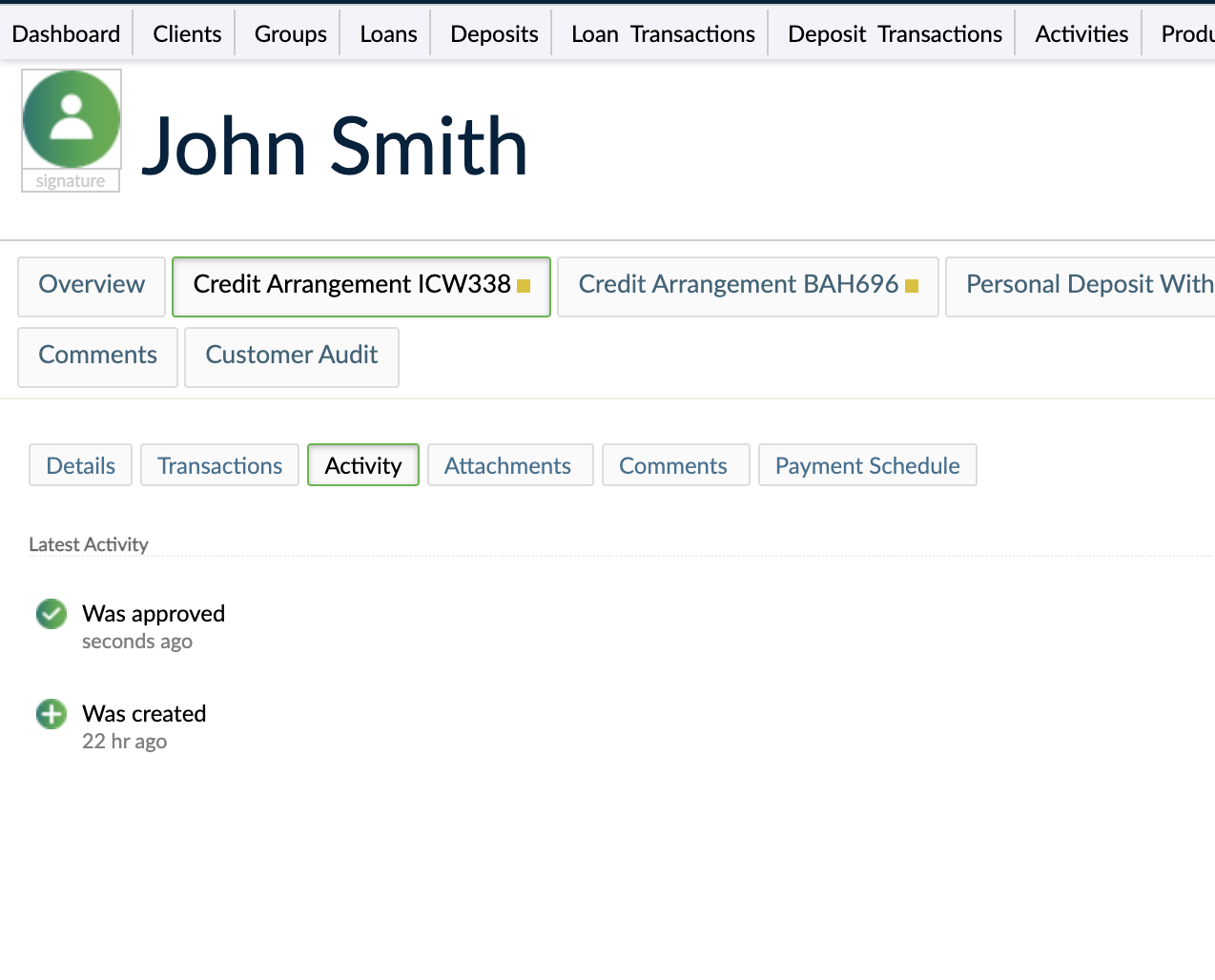 Credit arrangment latest activity